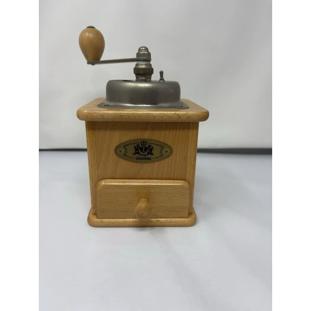 Vintage West German Zassenhaus Coffee Grinder Hand Crank with Drawer Wood Box